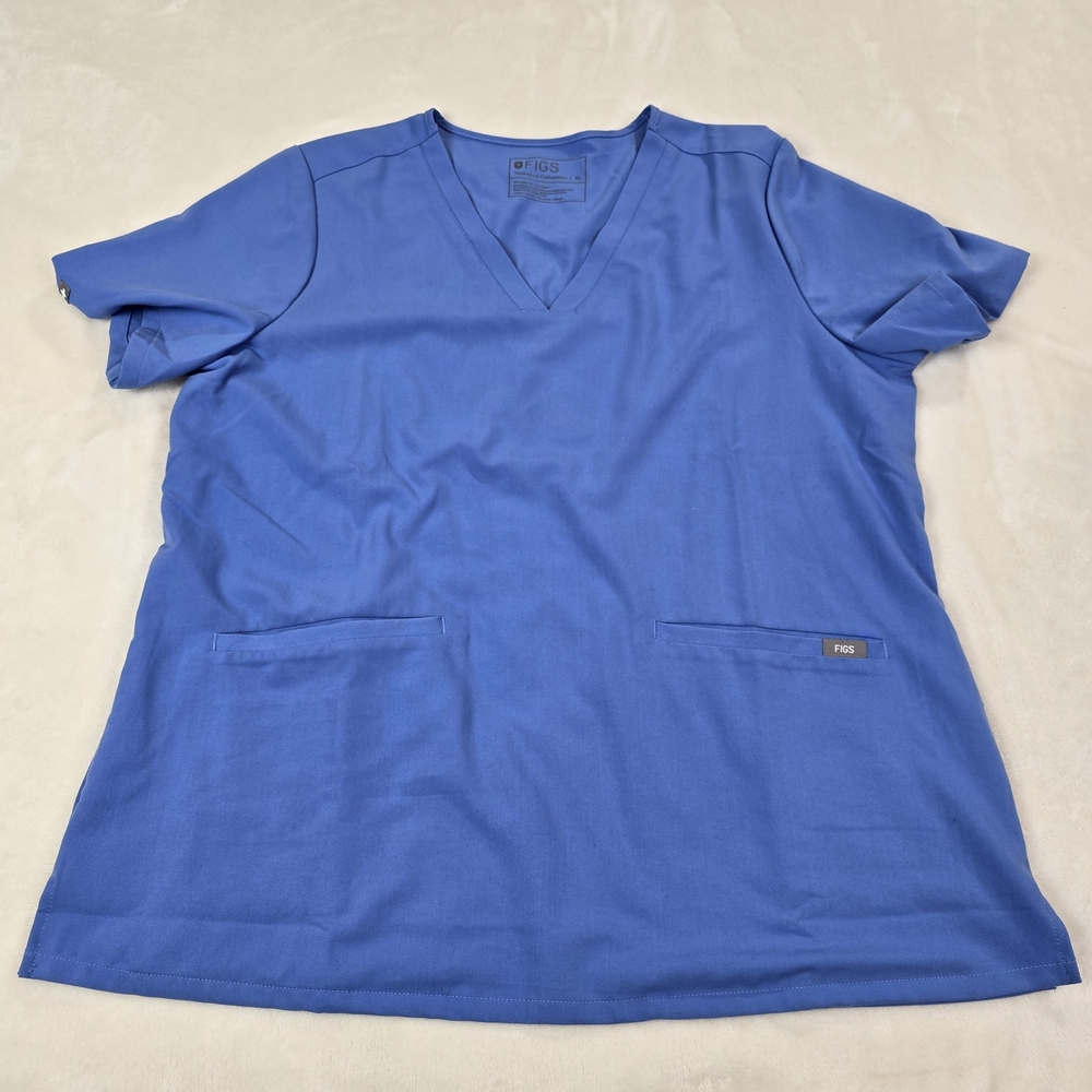 Figs Royal Blue V-Neck Scrub Top Size XL
